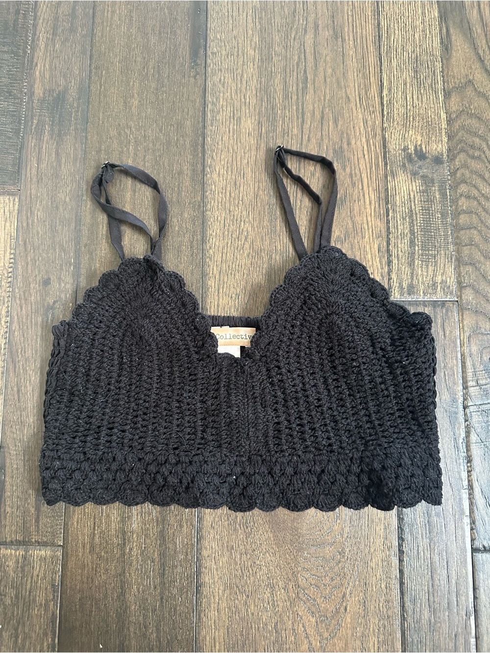 Black Crochet Crop Top – Size M